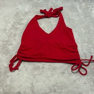 Red Cropped Halter Top